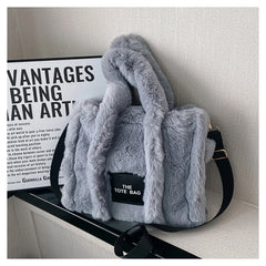 Winter Faux Fur Tote Handbag Large Shoulder Crossbody Bag