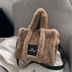 Winter Faux Fur Tote Handbag Large Shoulder Crossbody Bag