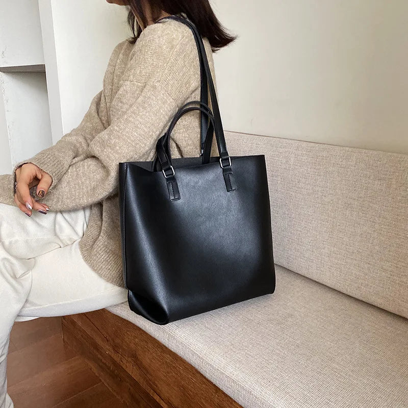 Vintage Leather Women Handbag Chain Travel Crossbody Shoulder Bag Set