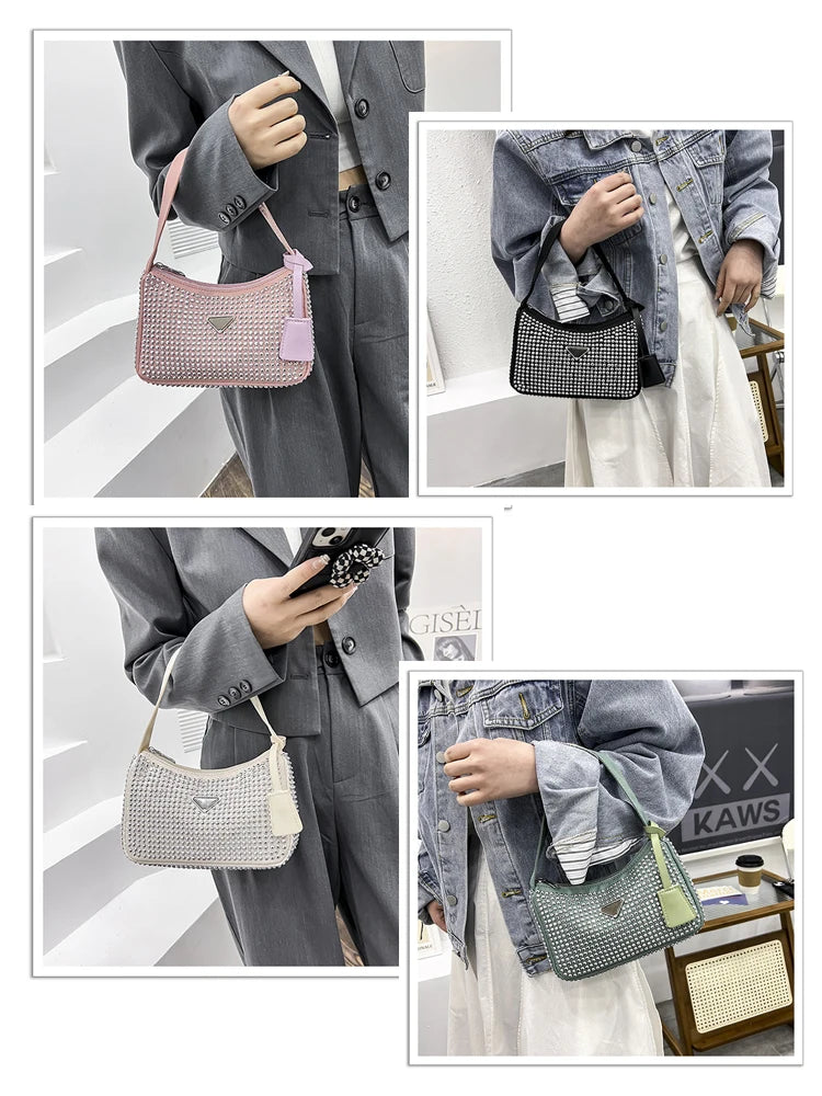 Rhinestone Shoulder Bag Women Bling Handbag