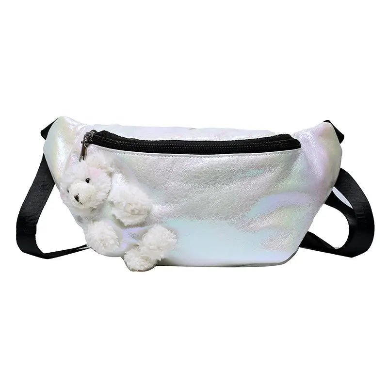 Women Chest Bag Bright Crossbody Bag PU Adjustable Shoulder Strap Pouch