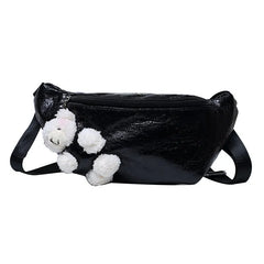 Women Chest Bag Bright Crossbody Bag PU Adjustable Shoulder Strap Pouch