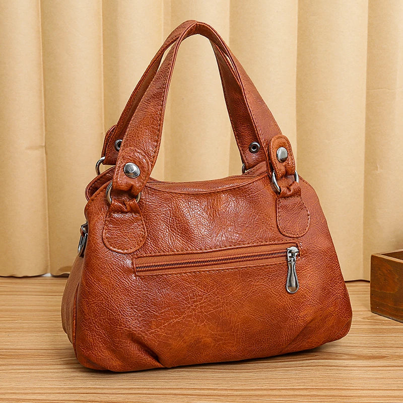 Women Pu Leather Shoulder Bag Crossbody Soft Messenger Multi-layer Tote