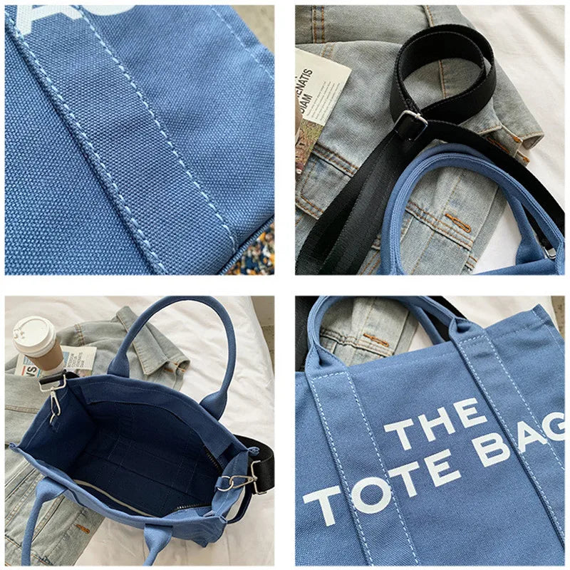 Large Letter Canvas Tote Shoulder Bag Eco Shopper Bags for Women