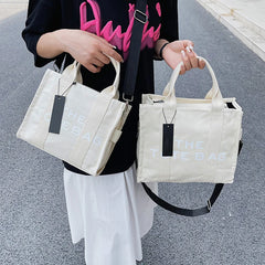 Large Letter Canvas Tote Shoulder Bag Eco Shopper Bags for Women
