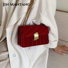 Suede Leather Shoulder Bag High Style Chain Messenger