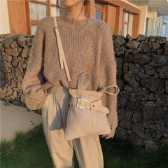 Plush Messenger Bag Women Bucket Shoulder Bags Ladies Purse Tote