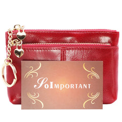 Women Wallets Oil Wax Leather Zipper Coin Purse Female Mini Credit Card Walet