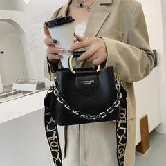 Women's Bucket Bag with Thick Chain Shoulder Strap
