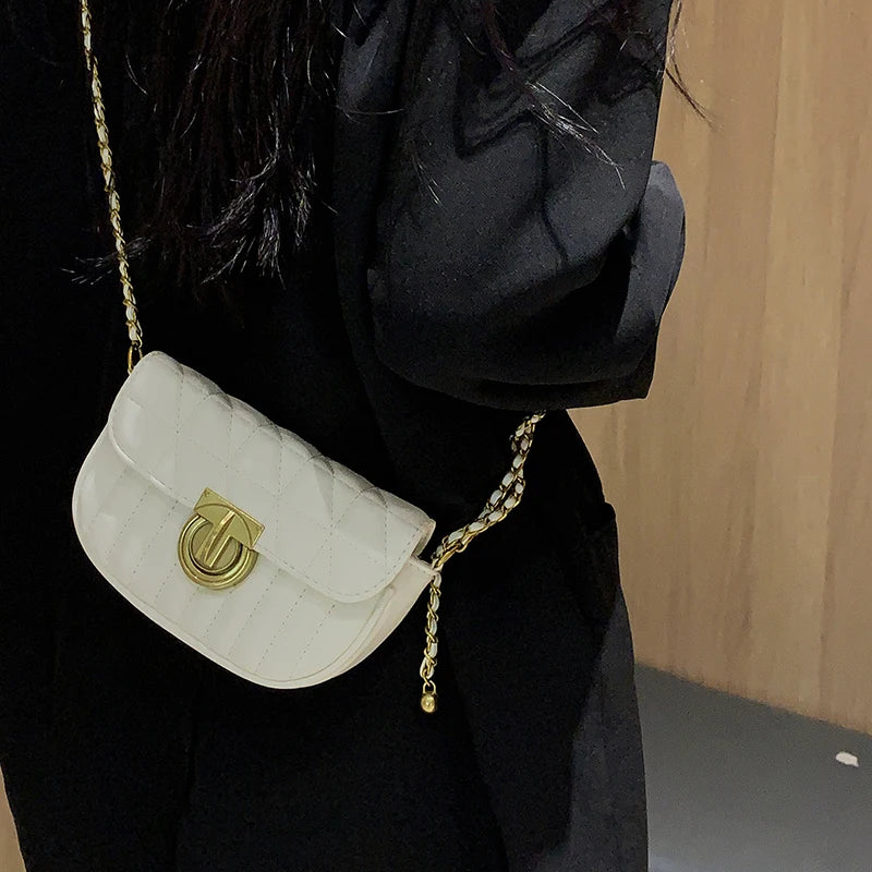 Women's Square Crossbody Bag Chains Strap Metal Small Purse