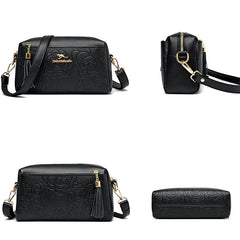 Women's Flower Leather Handbag Large Capacity Crossbody Bags