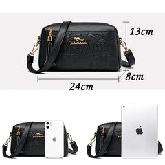 Women's Flower Leather Handbag Large Capacity Crossbody Bags