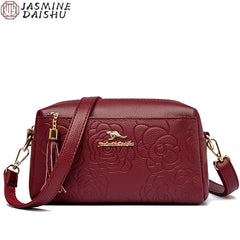 Women's Flower Leather Handbag Large Capacity Crossbody Bags