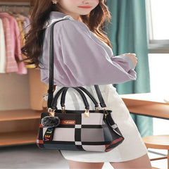 Plaid Print Shoulder Handbag PU Leather Crossbody Bag For Women