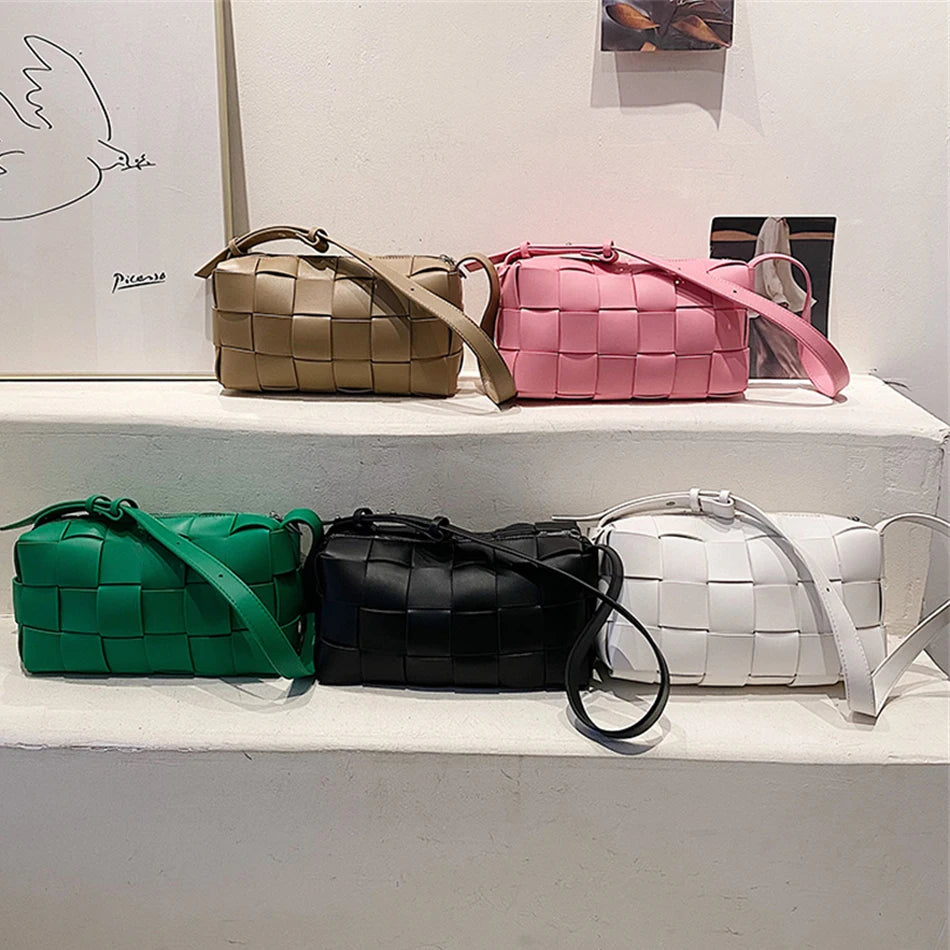Women's Weave PU Leather Shoulder Bag Tote
