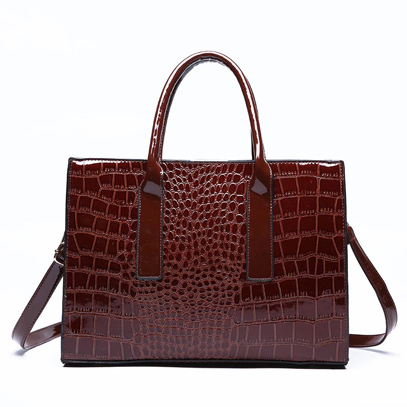 Crocodile Pattern Shoulder Bag PU Leather Crossbody Handbag Tote Bag