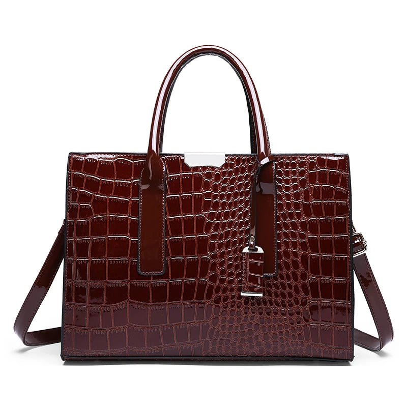 Crocodile Pattern Shoulder Bag PU Leather Crossbody Handbag Tote Bag