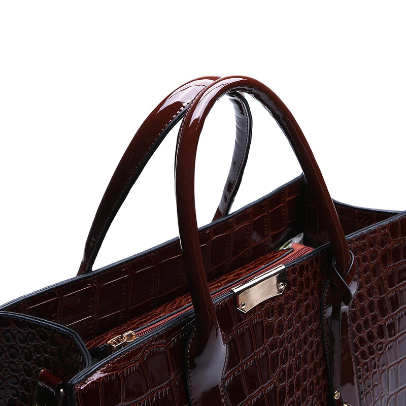 Crocodile Pattern Shoulder Bag PU Leather Crossbody Handbag Tote Bag