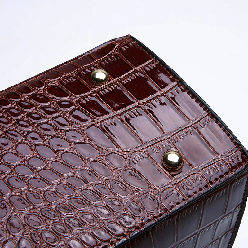 Crocodile Pattern Shoulder Bag PU Leather Crossbody Handbag Tote Bag