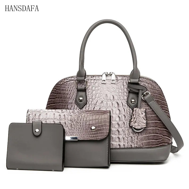 Womens Leather Shoulder Bags 3 Piece Set Large Capacity Tote Ladies Crossbody Ba