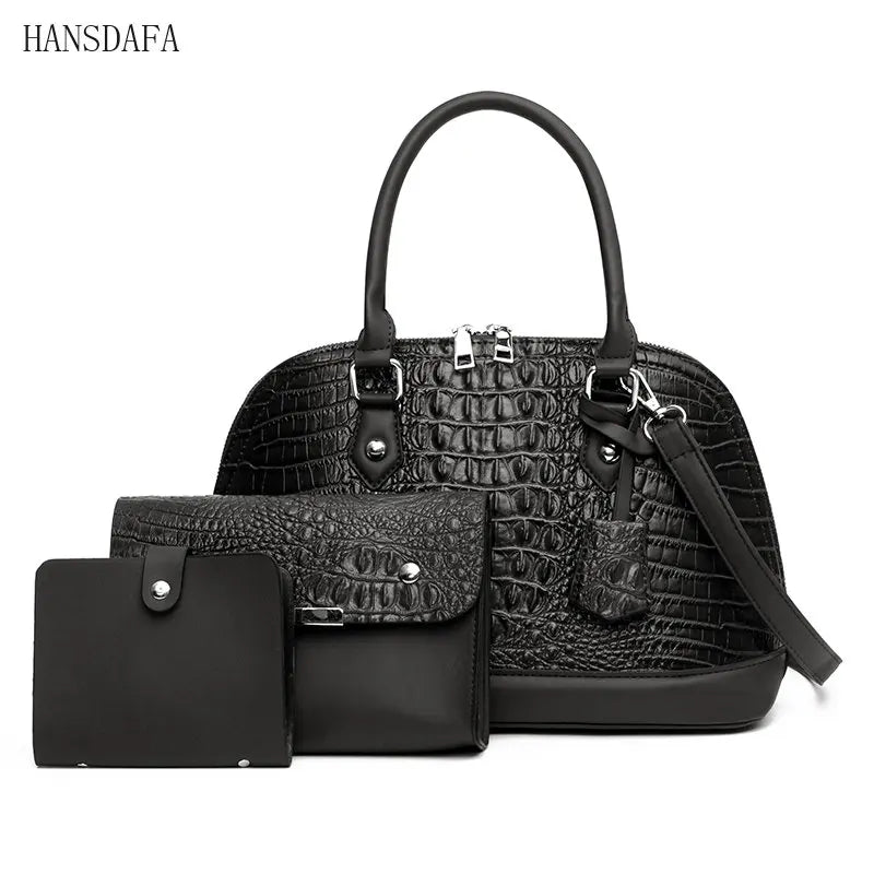 Womens Leather Shoulder Bags 3 Piece Set Large Capacity Tote Ladies Crossbody Ba