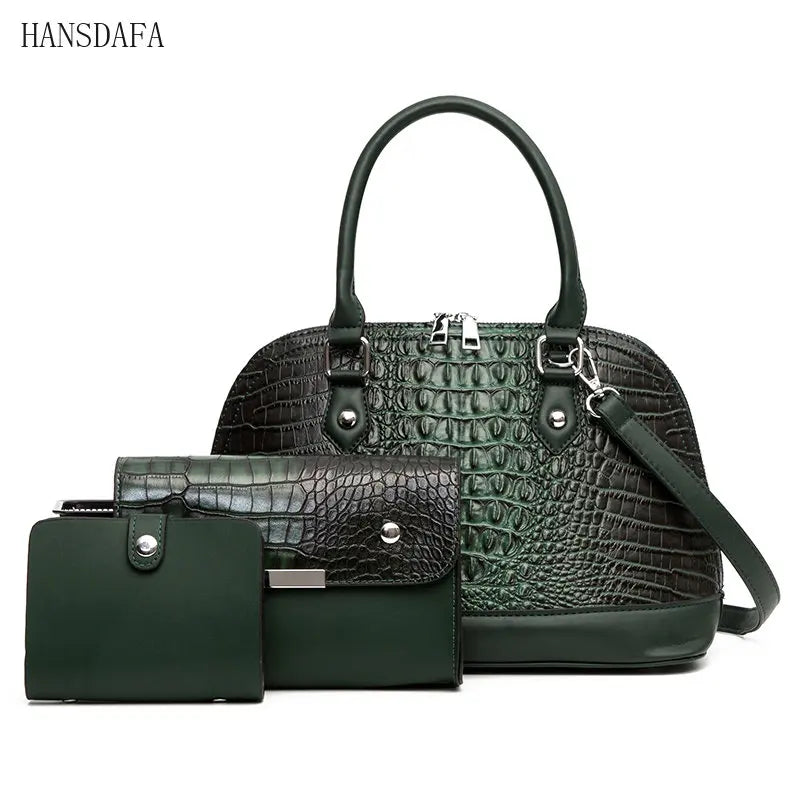Womens Leather Shoulder Bags 3 Piece Set Large Capacity Tote Ladies Crossbody Ba