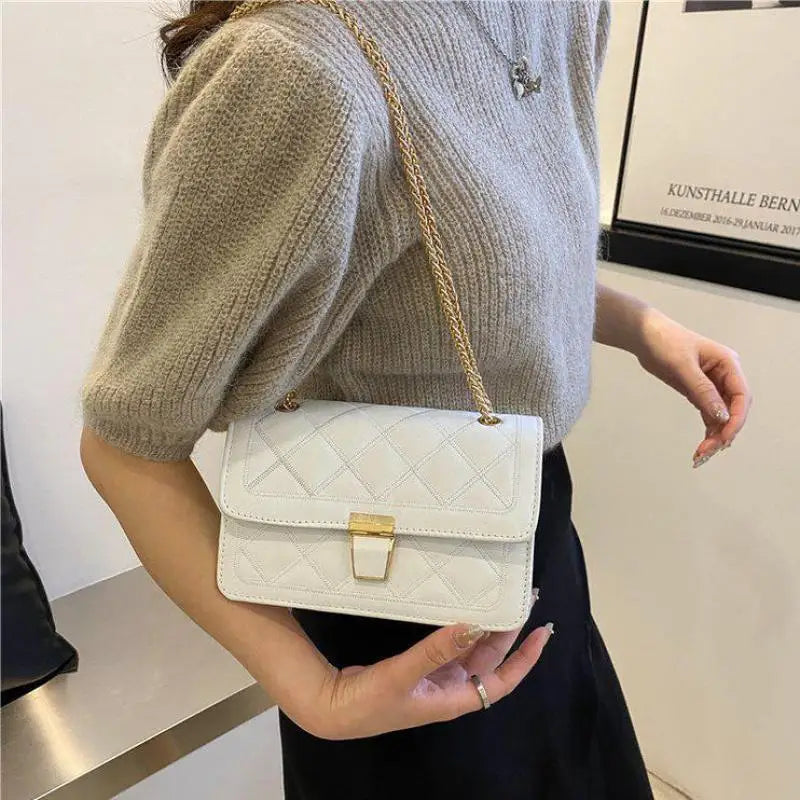 Embroidered Rhombus One-Shoulder Messenger Bag for Women