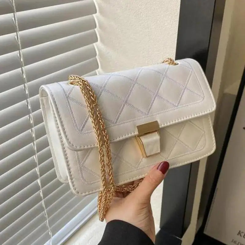 Embroidered Rhombus One-Shoulder Messenger Bag for Women