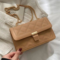 Embroidered Rhombus One-Shoulder Messenger Bag for Women