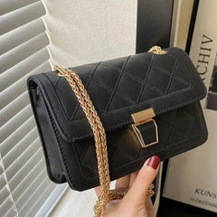 Embroidered Rhombus One-Shoulder Messenger Bag for Women