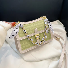 Ribbon Tote Bag Spring PU Leather Women's Handbag Shoulder Messenger Bag
