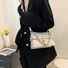 Ribbon Tote Bag Spring PU Leather Women's Handbag Shoulder Messenger Bag