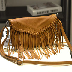 Women's Casual Zipper Envelope Tassel Bag