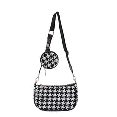 Houndstooth Composite Bag 2pcs Style One-shoulder Crossbody Small Square Bags