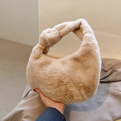 Winter Plush Tote Shoulder Bag - Ladies Purse