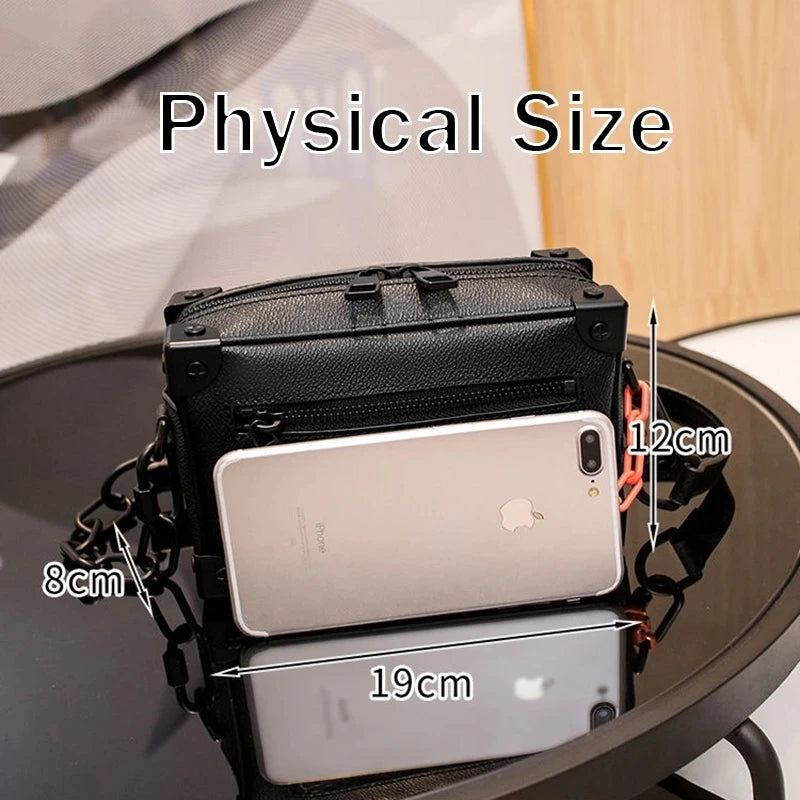 Square Shoulder Bag Mini Soft Travel Luggage Women Unisex Chain Small Handbag