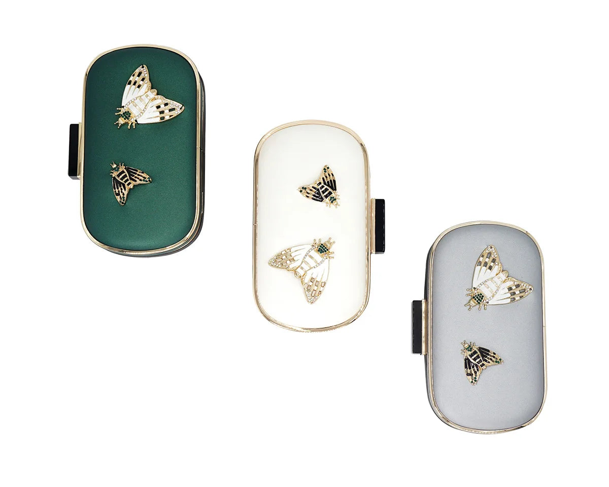 Insect Rhinestone Evening Mini Clutch Chain Bag for Women
