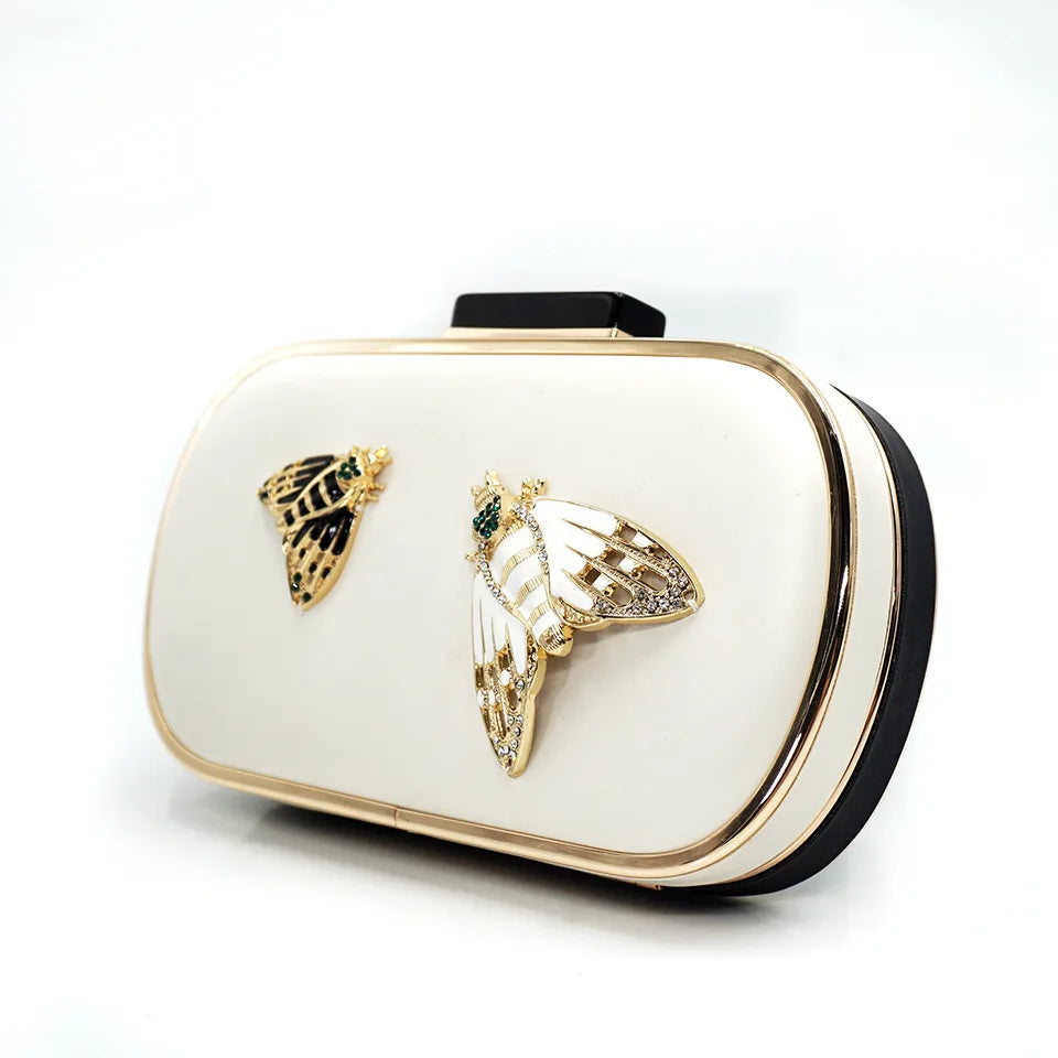 Insect Rhinestone Evening Mini Clutch Chain Bag for Women