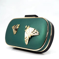 Insect Rhinestone Evening Mini Clutch Chain Bag for Women