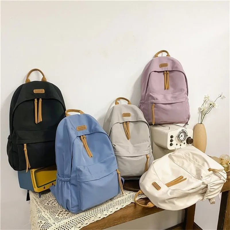 Nylon School Student Backpack Large Travel Bag Zipper Backpack