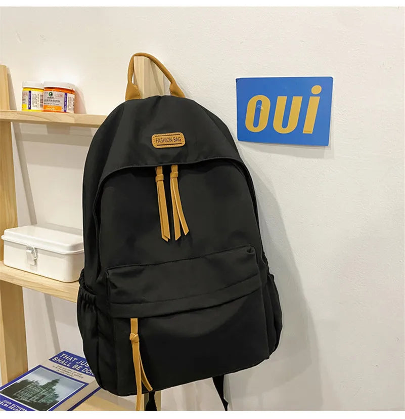 Nylon School Student Backpack Large Travel Bag Zipper Backpack