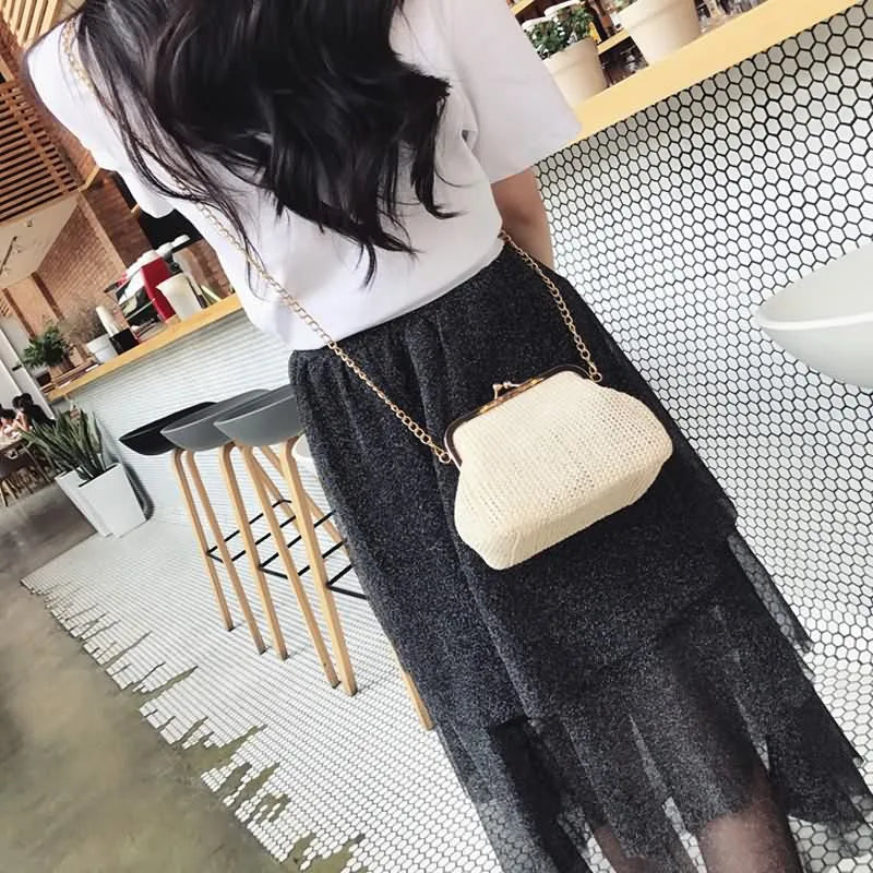 Luxy Moon Straw Clutch Tote Vintage Women Evening Bag