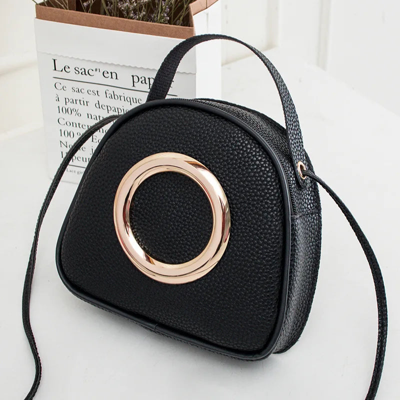 Soft PU Leather Crossbody Bag Small Circular Shoulder Bag