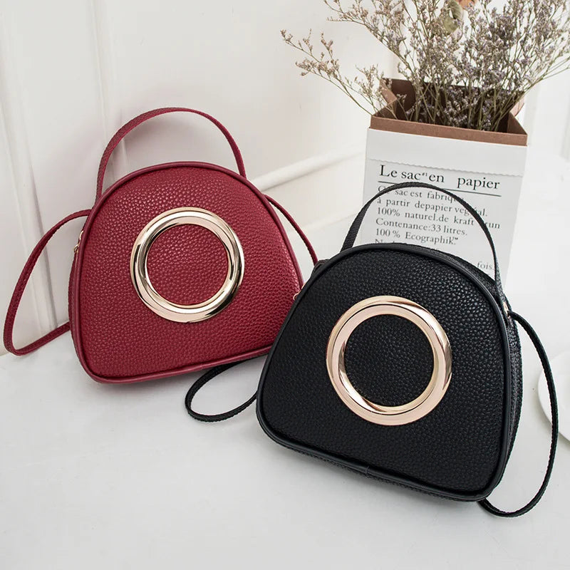 Soft PU Leather Crossbody Bag Small Circular Shoulder Bag
