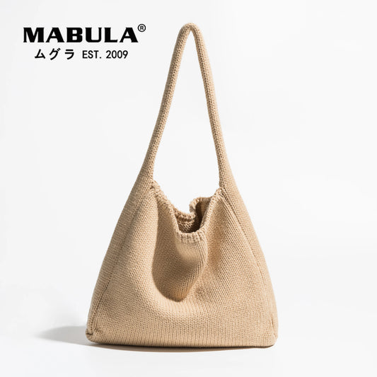 Apricot Crochet Shoulder Purse for Women Underarm Hobo Bag