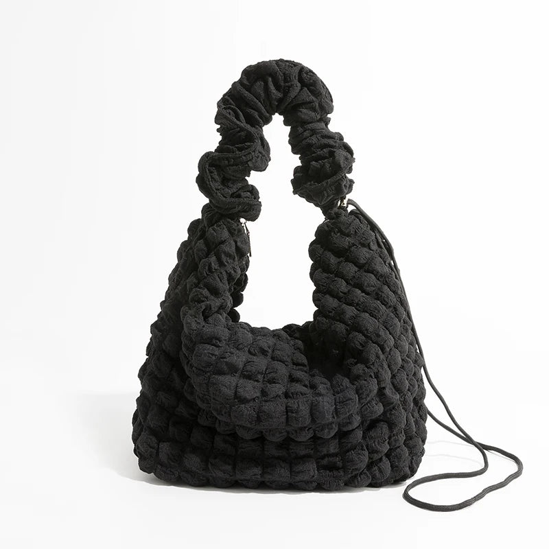 Polyester Women Shoulder Bag Lightweight Underarm Hobo Purses Solid Tote Handbag