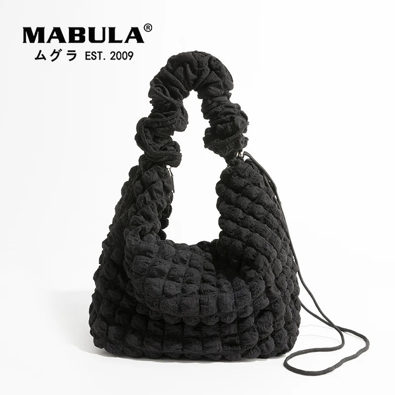 Polyester Women Shoulder Bag Lightweight Underarm Hobo Purses Solid Tote Handbag