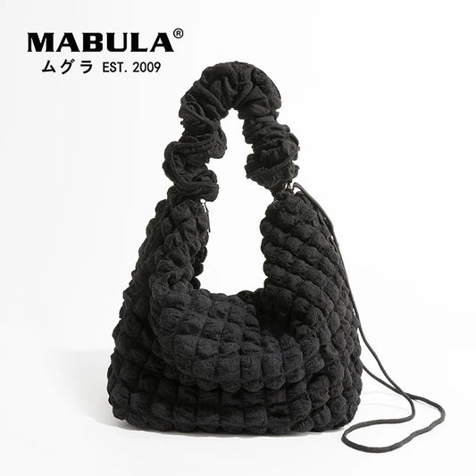 Polyester Women Shoulder Bag Lightweight Underarm Hobo Purses Solid Tote Handbag