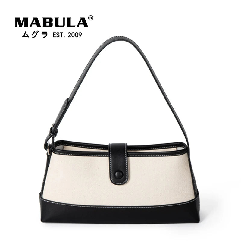 Canvas Women Totes Leather Patchwork Handbag Female Underarm Shoulder Bags