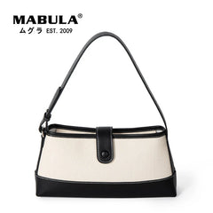 Canvas Women Totes Leather Patchwork Handbag Female Underarm Shoulder Bags